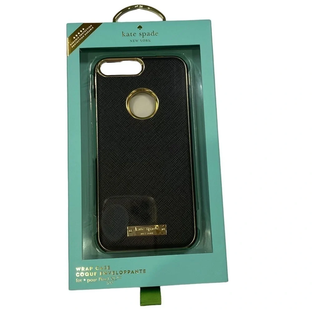 KATE SPADE Black Leather Pixel XL Wrap Case NEW